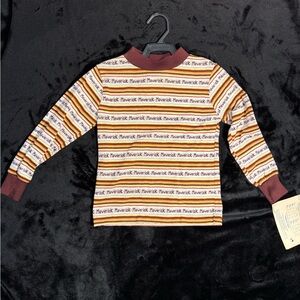 NOS Vintage Kids Long Sleeve Striped Shirt - Brown and Cream